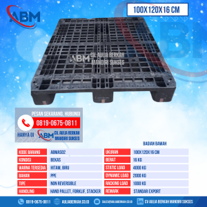 Pallet Plastik Bekas & Baru Ukuran 100x120x16 cm - ABMAS02 - Hitam