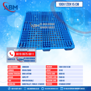 Pallet Plastik Bekas & Baru Ukuran 100x120x15 cm - ABMAS09 - Biru