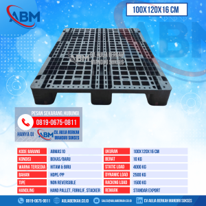 Pallet Plastik Bekas & Baru Ukuran 100x120x16 cm - ABMAS10 - Hitam