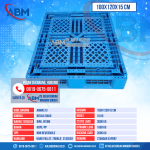 Pallet Plastik Bekas & Baru Ukuran 100x120x15 cm - ABMAS13 - Biru