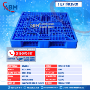 Pallet Plastik Bekas & Baru Ukuran 110x110x15 cm - ABMAS14 - Biru