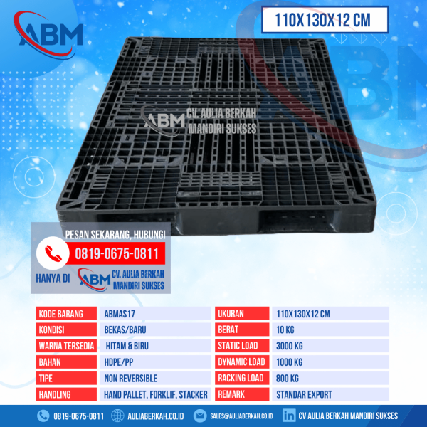 Pallet Plastik Bekas & Baru Ukuran 110x130x12 cm - ABMAS17 - HItam