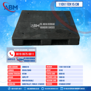 Pallet Plastik Bekas & Baru Ukuran 110x110x15 cm - ABMAS18 - Hitam