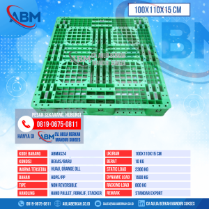 Pallet Plastik Bekas & Baru Ukuran 100x110x15 cm - ABMAS24 - Hijau