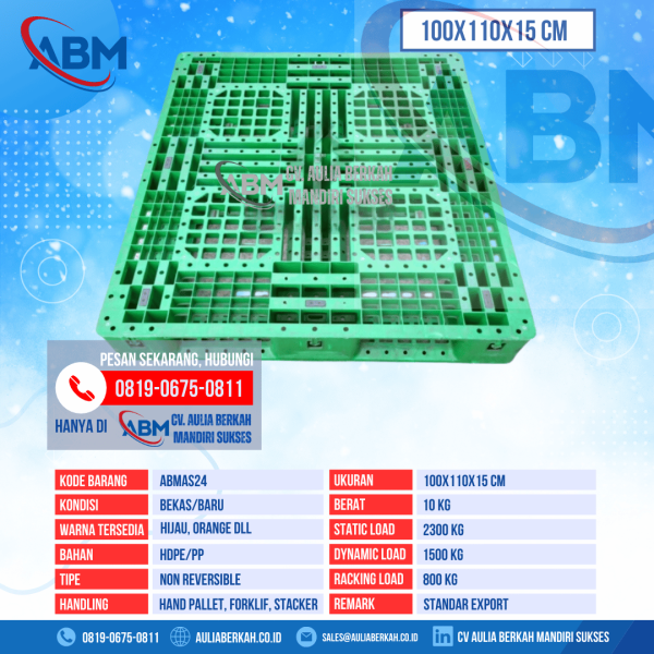 Pallet Plastik Bekas & Baru Ukuran 100x110x15 cm - ABMAS24 - Hijau