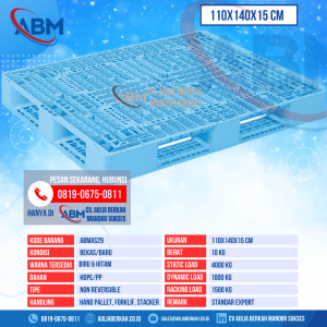 Pallet Plastik Bekas & Baru Ukuran 110x140x15 cm - ABMAS29 - Biru