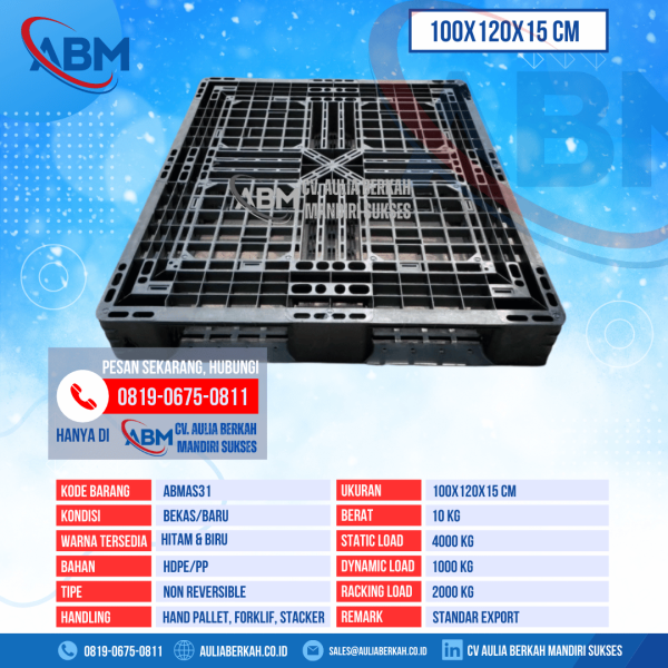 Pallet Plastik Bekas & Baru Ukuran 100x120x15 cm - ABMAS31 - Hitam