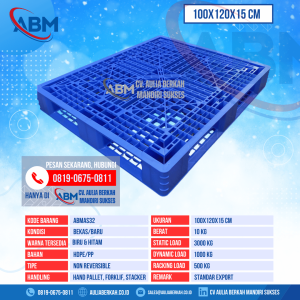 Pallet Plastik Bekas & Baru Ukuran 100x120x15 cm - ABMAS32 - Biru