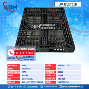 Pallet Plastik Bekas & Baru Ukuran 100x120x12 cm - ABMAS33 - Hitam