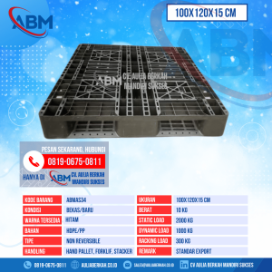 Pallet Plastik Bekas & Baru Ukuran 100x120x15 cm - ABMAS34 - Hitam