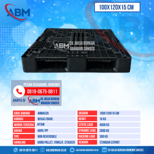 Pallet Plastik Bekas & Baru Ukuran 100x120x15 cm - ABMAS35 - Hitam