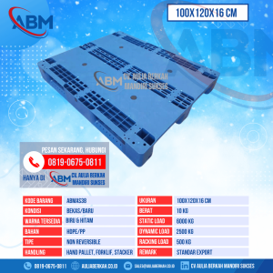 Pallet Plastik Bekas & Baru Ukuran 100x120x16 cm - ABMAS38 - Biru