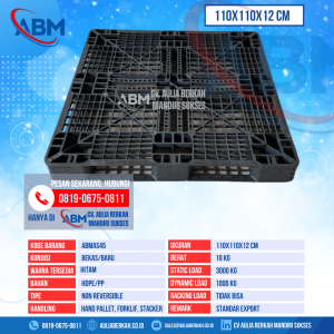 Pallet Plastik Bekas & Baru Ukuran 110x110x12 cm - ABMAS45 - Hitam