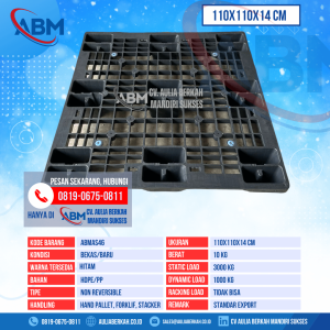Pallet Plastik Bekas & Baru Ukuran 110x110x14 cm - ABMAS46 - Hitam