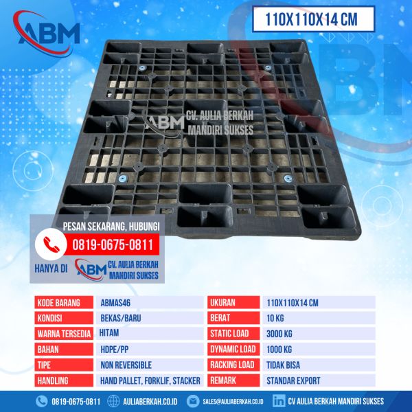 Pallet Plastik Bekas & Baru Ukuran 110x110x14 cm - ABMAS46 - Hitam