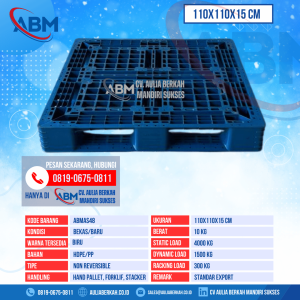 Pallet Plastik Bekas & Baru Ukuran 110x110x15 cm - ABMAS48 - Biru