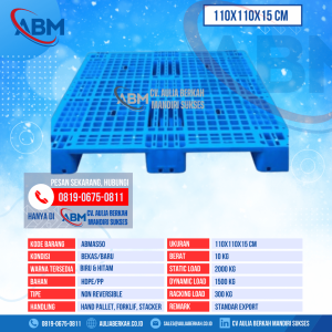 Pallet Plastik Bekas & Baru Ukuran 110x110x15 cm - ABMAS50 - Biru