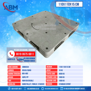 Pallet Plastik Bekas & Baru Ukuran 110x110x15 cm - ABMAS54 - Abu-Abu