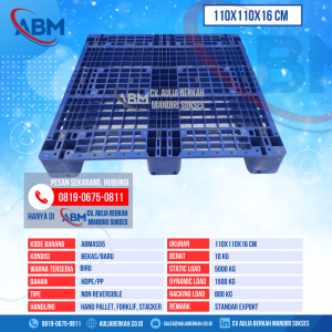 Pallet Plastik Bekas & Baru Ukuran 110x110x16 cm - ABMAS55 - Biru