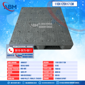 Pallet Plastik Bekas & Baru Ukuran 110x120x17 cm - ABMAS57 - Abu-Abu