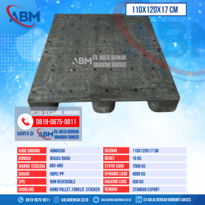 Pallet Plastik Bekas & Baru Ukuran 110x120x17 cm - ABMAS58 - Abu-Abu