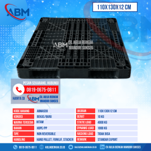 Pallet Plastik Bekas & Baru Ukuran 110x130x12 cm - ABMAS59 - Hitam