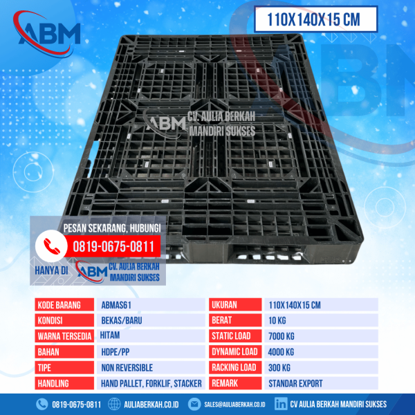 Pallet Plastik Bekas & Baru Ukuran 110x140x15 cm - ABMAS61 - Hitam