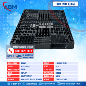 Pallet Plastik Bekas & Baru Ukuran 110x140x13 cm - ABMAS71 - Hitam