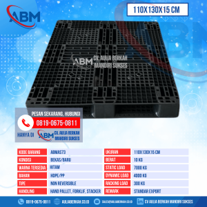 Pallet Plastik Bekas & Baru Ukuran 110x130x15 cm - ABMAS73 - Hitam