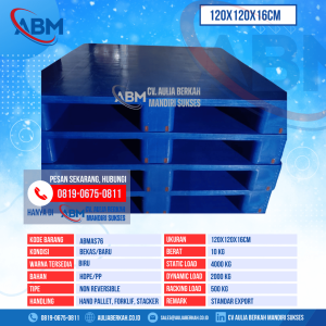 Pallet Plastik Bekas & Baru Ukuran 120x120x16 cm - ABMAS76 - Biru