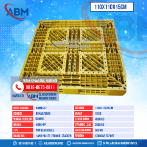 Pallet Plastik Bekas & Baru Ukuran 110x110x15 cm - ABMAS77 - Kuning
