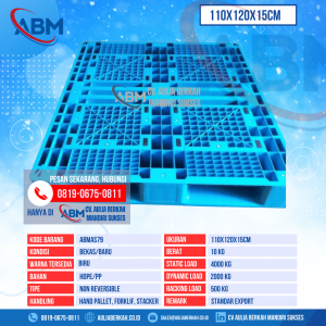 Pallet Plastik Bekas & Baru Ukuran 110x120x15 cm - ABMAS79 - Biru
