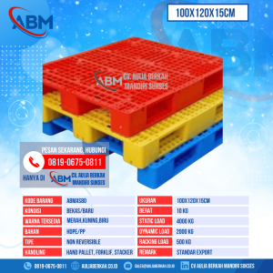 Pallet Plastik Bekas & Baru Ukuran 100x120x15 cm - ABMAS80 - Merah